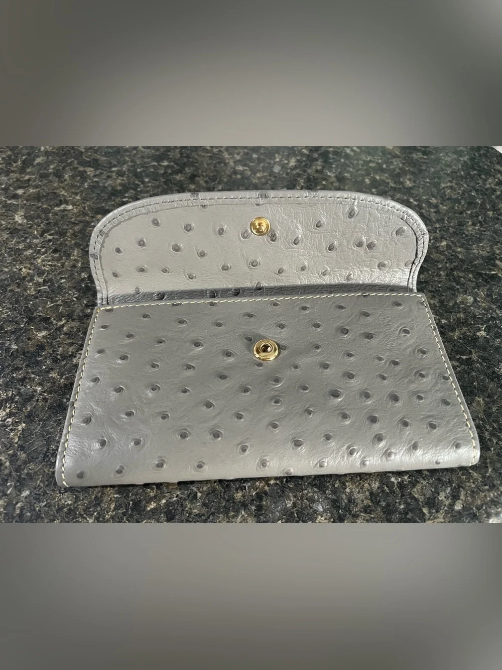Dooney & Bourke Ostrich Continental Clutch Wallet in Grey NWT